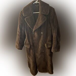 Vtg 100 % alpaca extremely thick and luxurious maxi Brown Double-Breasted Coat